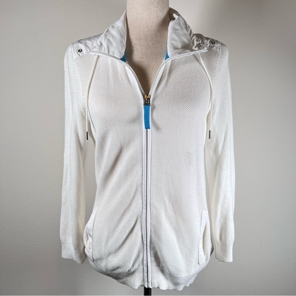 Lauren Ralph Lauren L-RL Active Jacket Medium White Full Zip Preppy Athletic - Picture 1 of 15